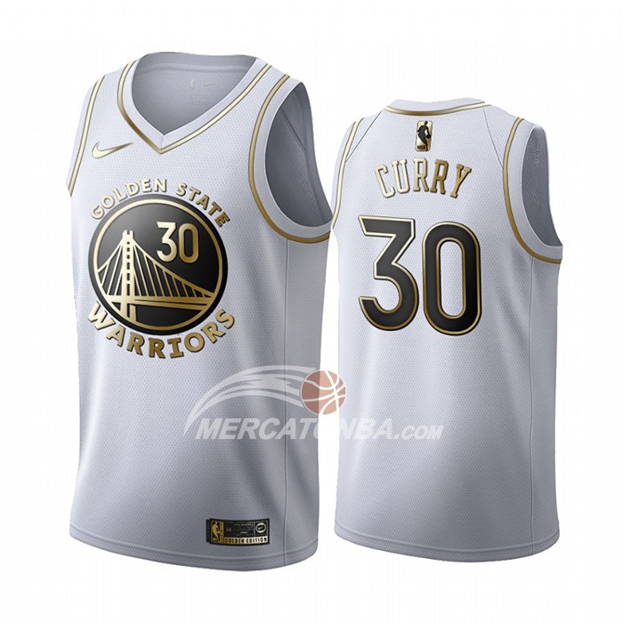 Maglia Golden Edition Golden State Warriors Stephen Curry Bianco